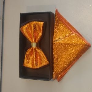 Orange pre tied Shiney Two Tone clip on Bowtie